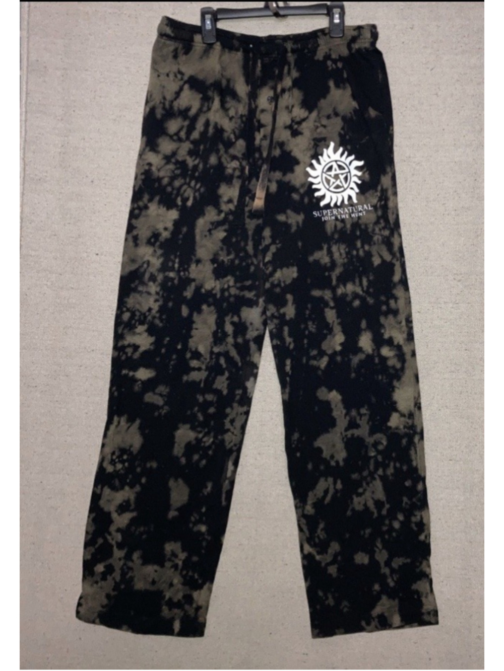 Supernatural Pentagram Black Tie Dye Pajama Lounge Pants Join The Hunt Unisex S